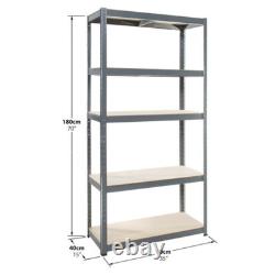 2 X 5 Tier Racking Shelf Heavy Duty Garage Shelving Storage Shelves 180x90x40cm