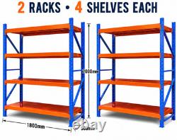 2 X Heavy Duty Garage Racking/Shelving 2000mm H x 1500mm W x 500mm D 4 Shelf /