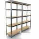 2 X 1.8m Tall Silver 5 Tier Heavy Duty Galvanised Boltess Metal Shelving Unit
