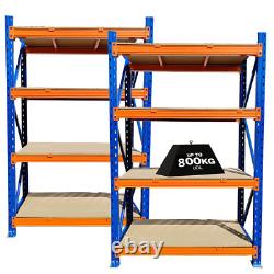 2 x 4 Tier Steel Extra Heavy Duty Racking 2200mmH x 1500mm W x 600mm D 800KG UDL