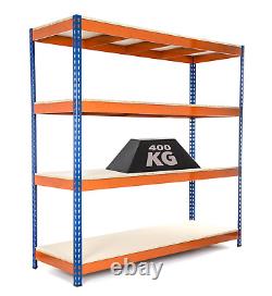 2 x 4 Tier Steel Heavy Duty Garage Storage Racking 2200mmH x 1800mm W 400KG UDL