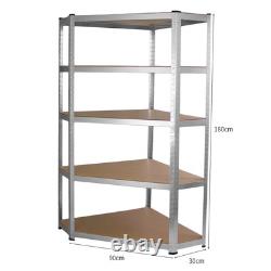 2 x 90cm Heavy Duty Racking & 1 x Corner Unit / Garage Galvanised Steel Shelving