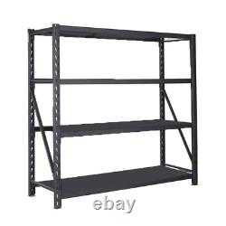 2 x Black Heavy Duty Racking With Metal Shelves 1830mm H x 1800mm W x 600