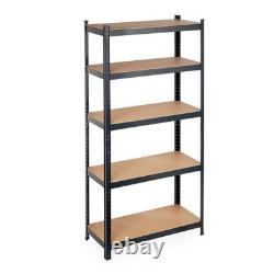 2 x Black Storage Shelves Heavy Duty Shelving Unit 180x90x40cm Steel Garage