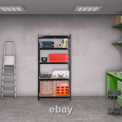 2 x Black Storage Shelves Heavy Duty Shelving Unit 180x90x40cm Steel Garage