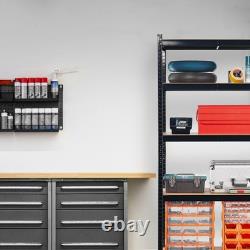 2 x Black Storage Shelves Heavy Duty Shelving Unit 180x90x40cm Steel Garage