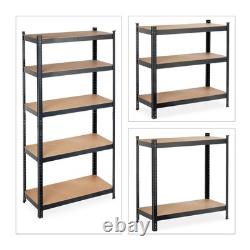 2 x Black Storage Shelves Heavy Duty Shelving Unit 180x90x40cm Steel Garage
