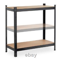 2 x Black Storage Shelves Heavy Duty Shelving Unit 180x90x40cm Steel Garage