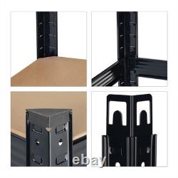 2 x Black Storage Shelves Heavy Duty Shelving Unit 180x90x40cm Steel Garage