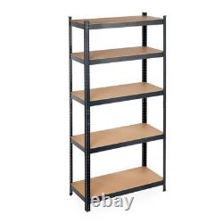 2 x Black Storage Shelves Heavy Duty Shelving Unit 180x90x40cm Steel Garage