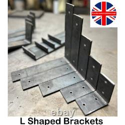 2 x Heavy Duty Solid Steel 90° Angle'L' Shelf Brackets Industrial Bracket ZB