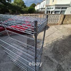 2 x Nexel Heavy Wire Shelving Units 4 Tier Heavy Duty Adjustable Racking