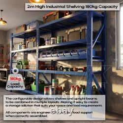 2m Tall Heavy Duty Steel 300 x 50cm Workshop Shelving Kit 8 Shelf 180KG Racking