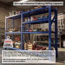 2m Tall Heavy Duty Steel 300 x 60cm Workshop Shelving Kit 6 Shelf 300KG Racking