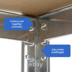 2pcs 5 Tier Racking Shelf Heavy Duty Steel Garage Shelving Unit 180x120x45cm