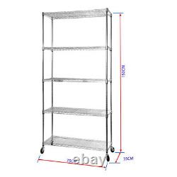2x 150X75X35cm Real Chrome Wire Heavy-Duty Metal Steel Shelving Shelf Racks S247