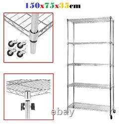 2x 150X75X35cm Real Chrome Wire Heavy-Duty Metal Steel Shelving Shelf Racks S247