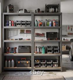 2x Heavy Duty Garage Racking/Shelving Units 5 Tier Metal Storage Racks 75KG UDL