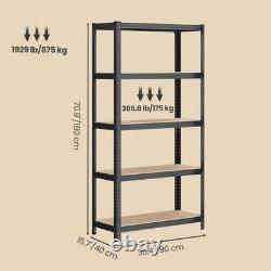 2x Heavy Duty Garage Racking/Shelving Units 5 Tier Metal Storage Racks 75KG UDL