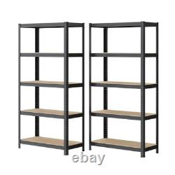 2x Heavy Duty Garage Racking/Shelving Units 5 Tier Metal Storage Racks 75KG UDL