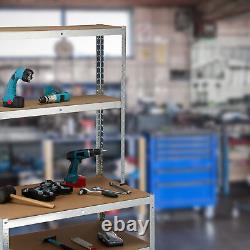 2x Heavy Duty Shelf with Workbench Load up to 900 kg Storage Unit for Machines