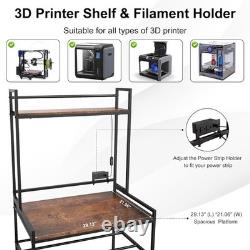 3D Printer Stand with Filament Storage LED Display Shelf Heavy Duty Black