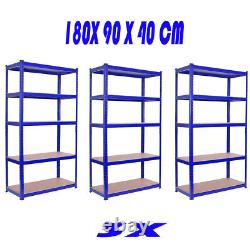 3X 5 Tier Racking Shelf Heavy Duty Garage Shelving Storage Unit 180x90x40cm