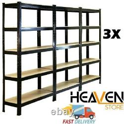 3X Racking Shelf Heavy Duty 5 Tier Metal Garage Shelving Storage Shelves Unit UK