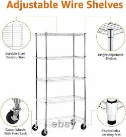 3/4/5 Tier Metal Storage Rack/Shelving on Wheel Wire Shelf Kitchen/Office Unit