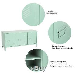 3 Doors Metal File Locked Storage Cabinet Green Console TV Stand for Office Home