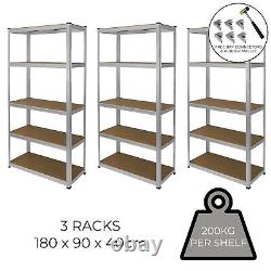 3 Garage Racking Shelving 5 Tier Boltless Heavy Duty Storage FREE Bay Connectors