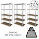 3 Garage Racking Shelving 5 Tier Boltless Heavy Duty Storage Free Bay Connectors