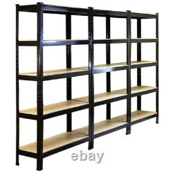 3 Garage Shelving Racking Heavy Duty Steel Boltless Warehouse Unit 5 Tier 75cm