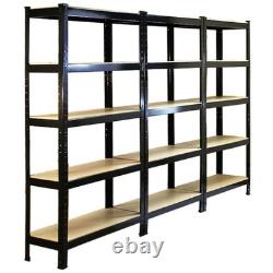 3 Garage Shelving Racking Heavy Duty Steel Boltless Warehouse Unit 5 Tier 75cm