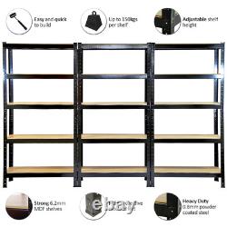 3 Garage Shelving Racking Heavy Duty Steel Boltless Warehouse Unit 5 Tier 75cm