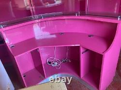 3 Hot pink glass shelve display unit and matching curved desk with cupboards