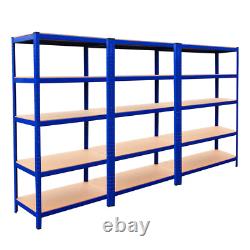 3 Racking Shelving Bays 5Tier Garage Unit Storage Racks Heavy Duty Steel Shelves
