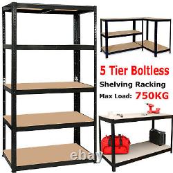3 Racking Shelving Bays 5Tier Garage Unit Storage Racks Heavy Duty Steel Shelves