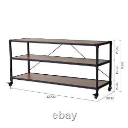 3 Tier Heavy Duty Mobile Bookcase Shelf Display Storage Shelving Unit Stand NEW