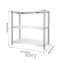 3-Tier Stainless Steel Kitchen Shelf Adjustable Heavy Duty Commercial Worktable