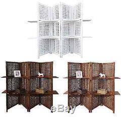 3-Way Display 4 Panel Heavy Duty Indian Screen 2 Shelves Bookcase Room Divider