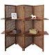 3-way Display 4 Panel Heavy Duty Indian Screen 2 Shelves Bookcase Room Divider