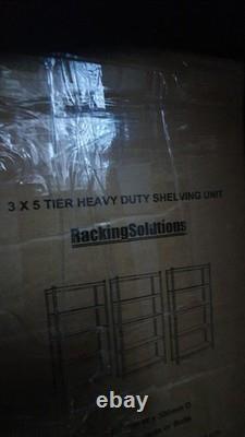 3 x 5 Tier Heavy duty shelving unit blue/ Price for unit 60£