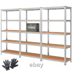 3 x 5 Tier Metal Shelf Storage Unit Shelving Shelves Racking Warehouse Rack Shed