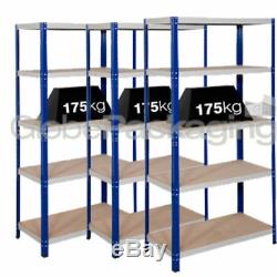 3 x BAYS OF HEAVY DUTY INDUSTRIAL SHELVING RACKING FOR WAREHOUSE GARAGE OFFICE