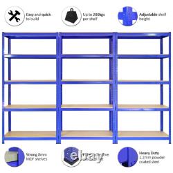 3 x Garage Shelves Shelving Unit Racking Boltless Heavy Duty Storage Shelf Blue