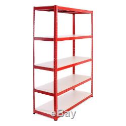 3 x Red Metal Garage Shelves Shelving Heavy Duty Racking Storage 180x120x45cm