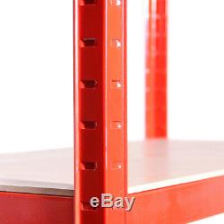 3 x Red Metal Garage Shelves Shelving Heavy Duty Racking Storage 180x90x45cm