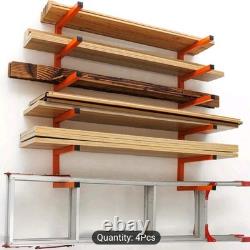 4PCS Garage Shed Folding Storage Shelving Wall Mounted Heavy Duty Shelves Rack