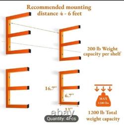 4PCS Garage Shed Folding Storage Shelving Wall Mounted Heavy Duty Shelves Rack